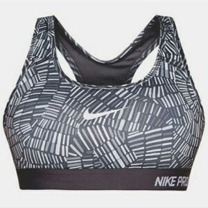 Nike Pro Women's Gray and White Classic Pro Geometric Print Sports Bra M